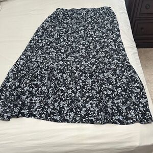 Able Floral Navy, Blue and White Women's Maxi Skirt